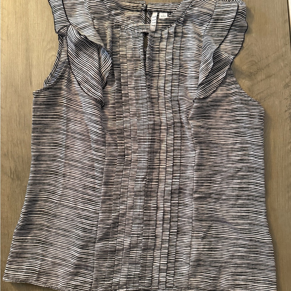 Elle Black and White Striped Blouse